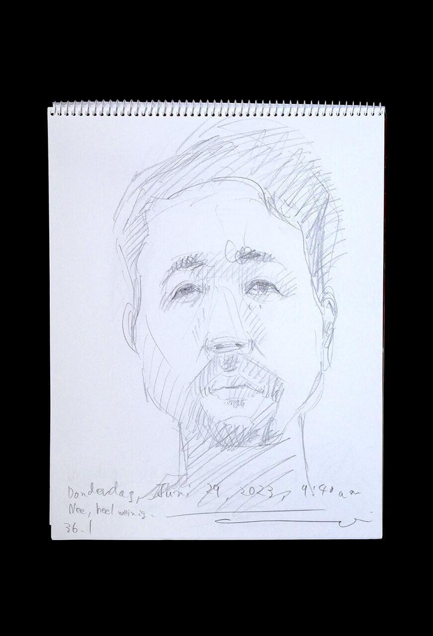 Contemporary artist SHINTAKU Tomoni's 2023/6/29 Self-portrait or pencil drawing