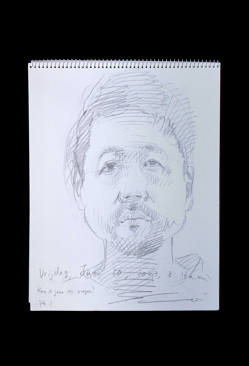 Contemporary artist SHINTAKU Tomoni's 2023/6/30 Self-portrait or pencil drawing