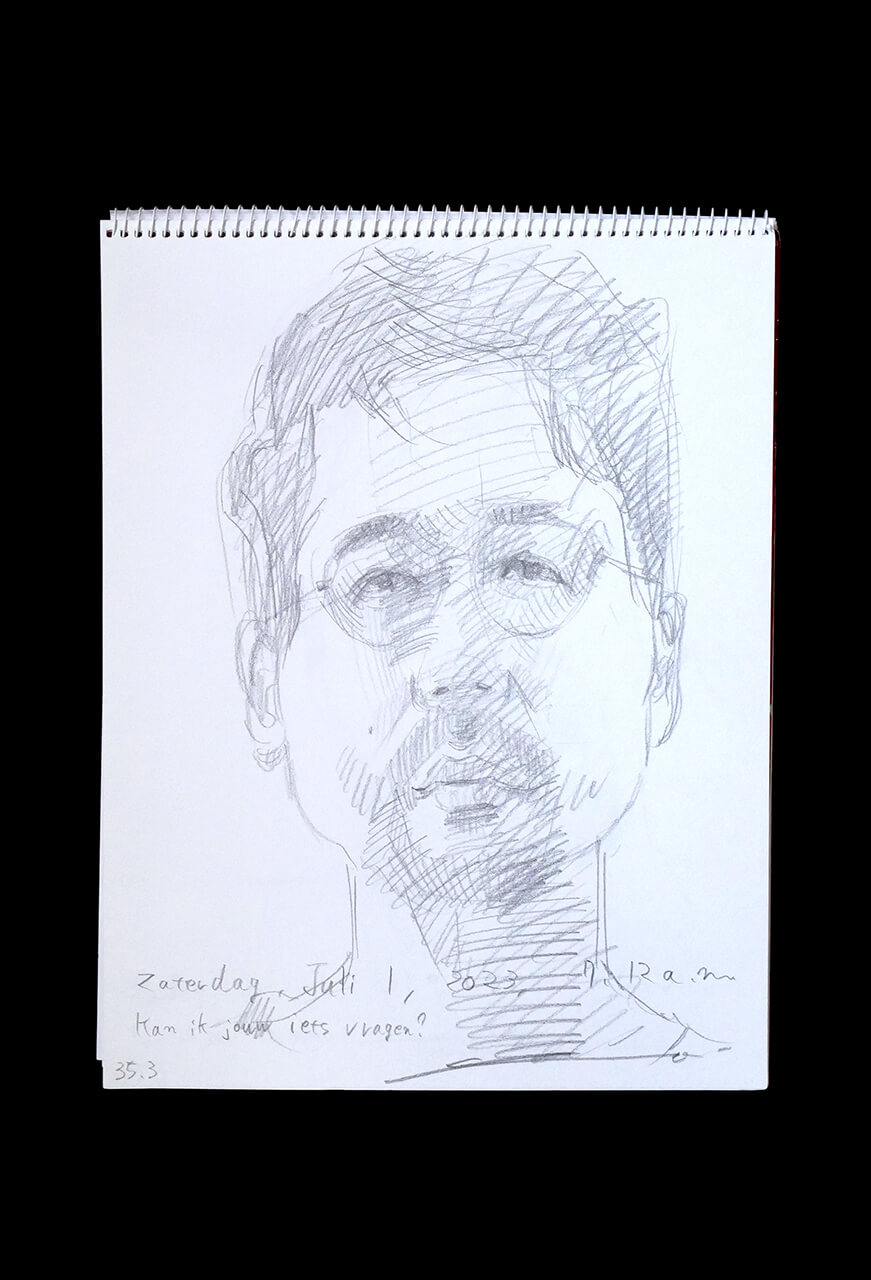 Contemporary artist SHINTAKU Tomoni's 2023/7/1 Self-portrait or pencil drawing