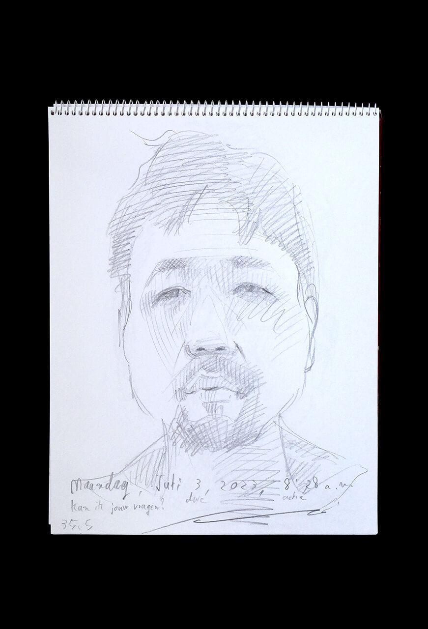 Contemporary artist SHINTAKU Tomoni's 2023/7/3 Self-portrait or pencil drawing