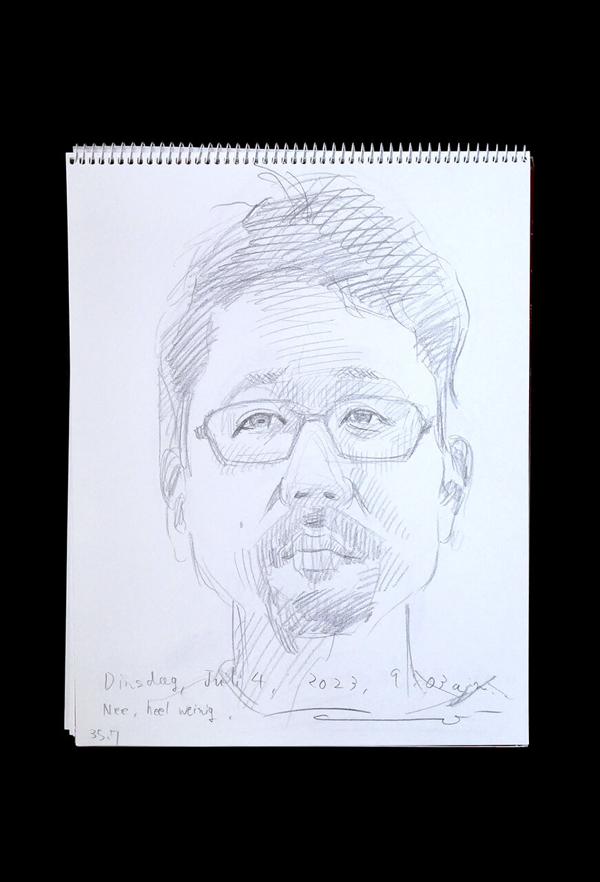 Contemporary artist SHINTAKU Tomoni's 2023/7/4 Self-portrait or pencil drawing