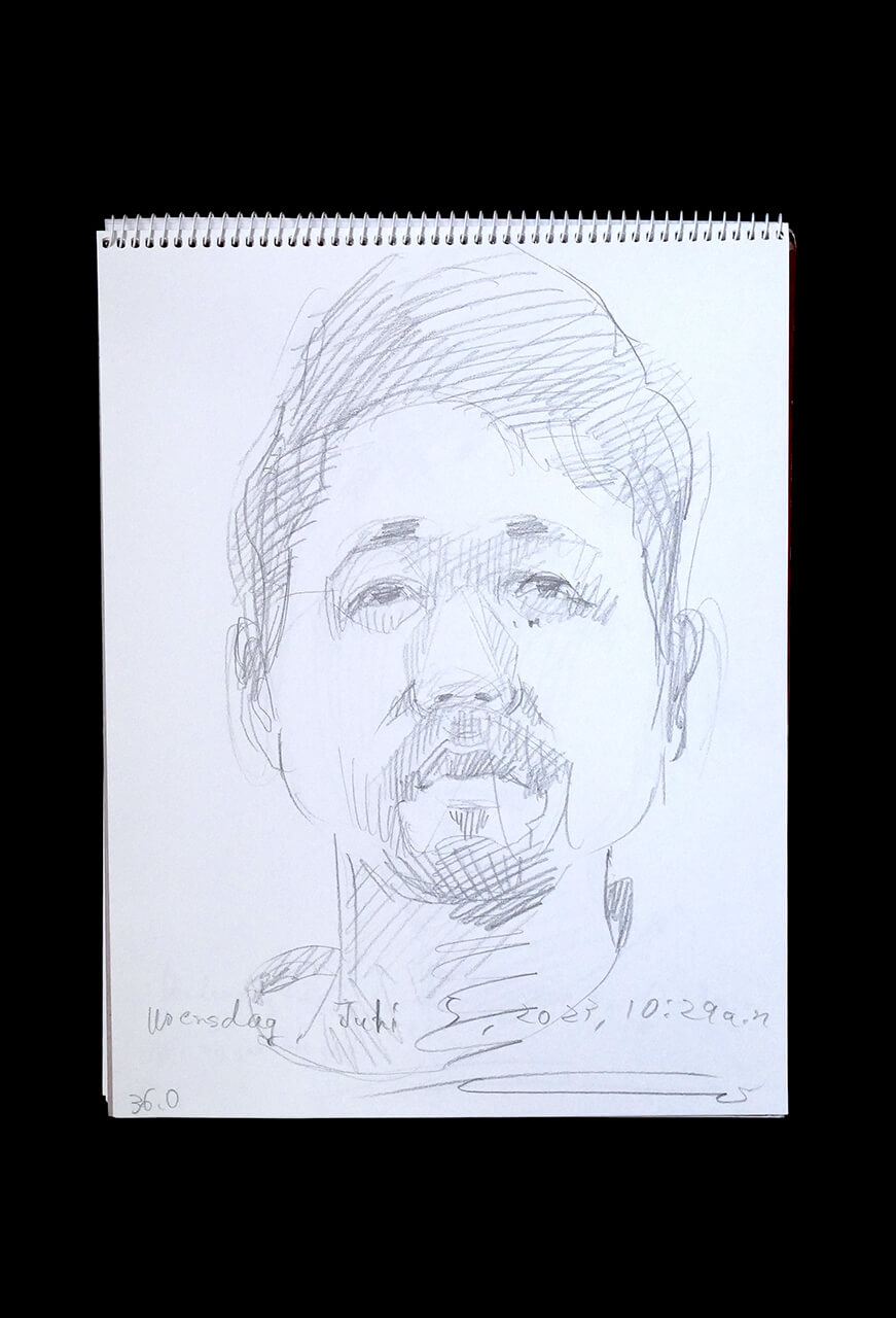 Contemporary artist SHINTAKU Tomoni's 2023/7/5 Self-portrait or pencil drawing