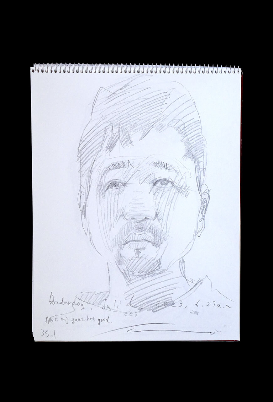 Contemporary artist SHINTAKU Tomoni's 2023/7/6 Self-portrait or pencil drawing