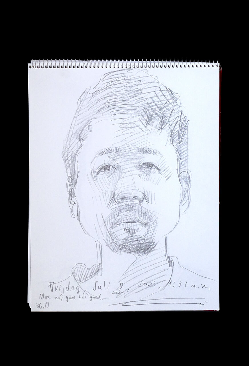 Contemporary artist SHINTAKU Tomoni's 2023/7/7 Self-portrait or pencil drawing
