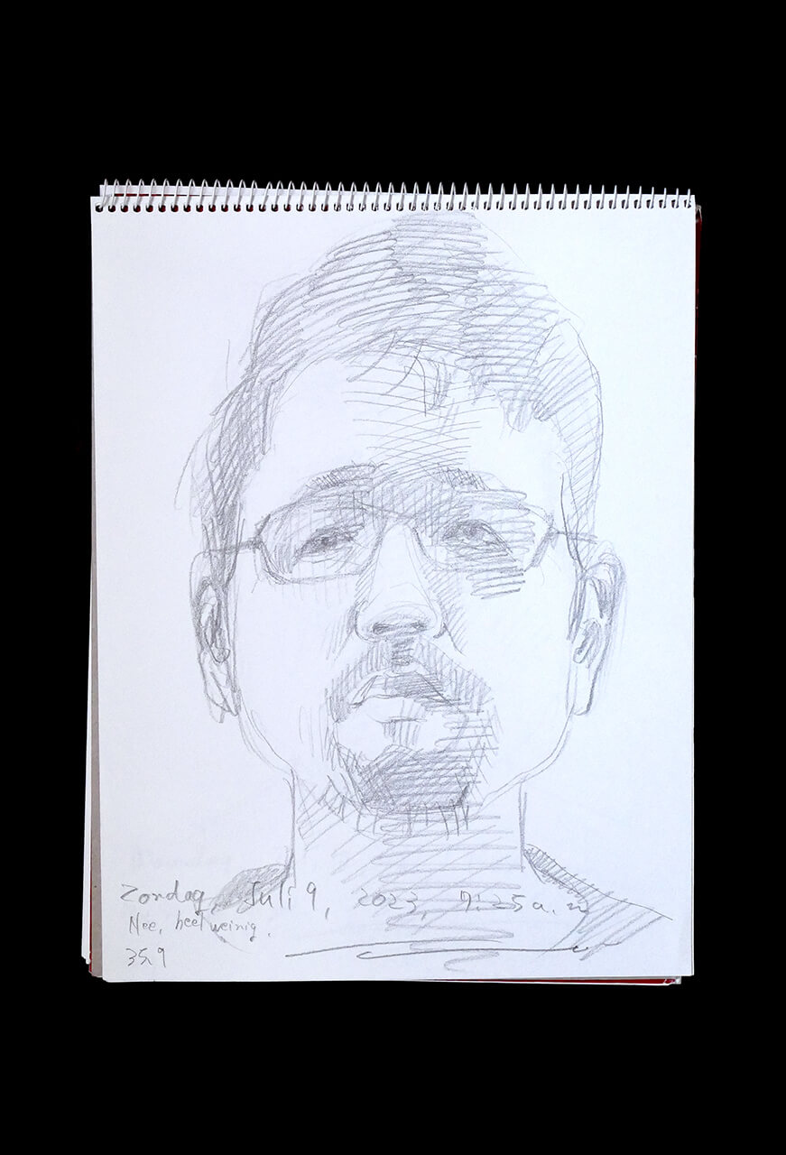 Contemporary artist SHINTAKU Tomoni's 2023/7/9 Self-portrait or pencil drawing