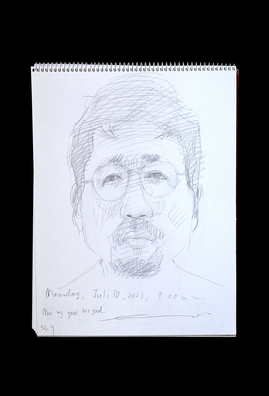 Contemporary artist SHINTAKU Tomoni's 2023/7/10 Self-portrait or pencil drawing