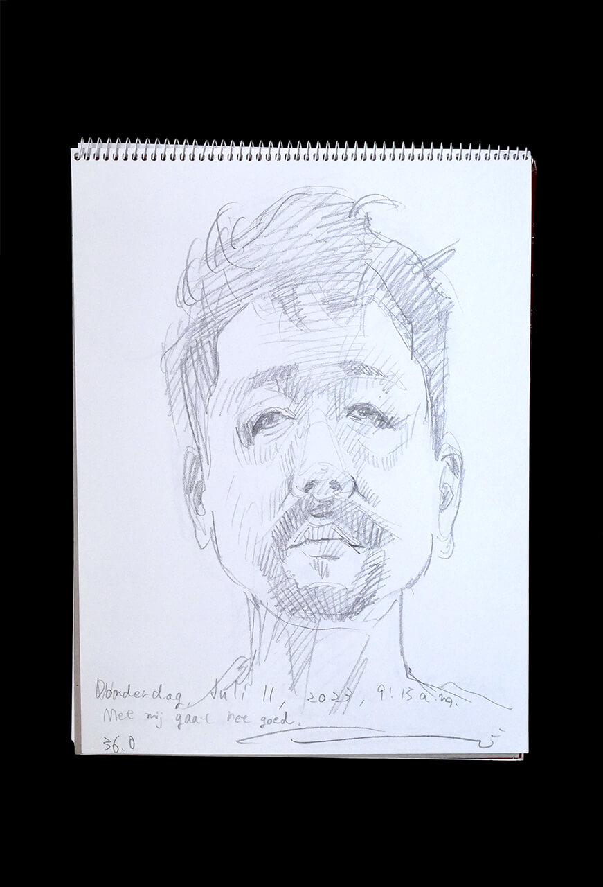 Contemporary artist SHINTAKU Tomoni's 2023/7/11 Self-portrait or pencil drawing