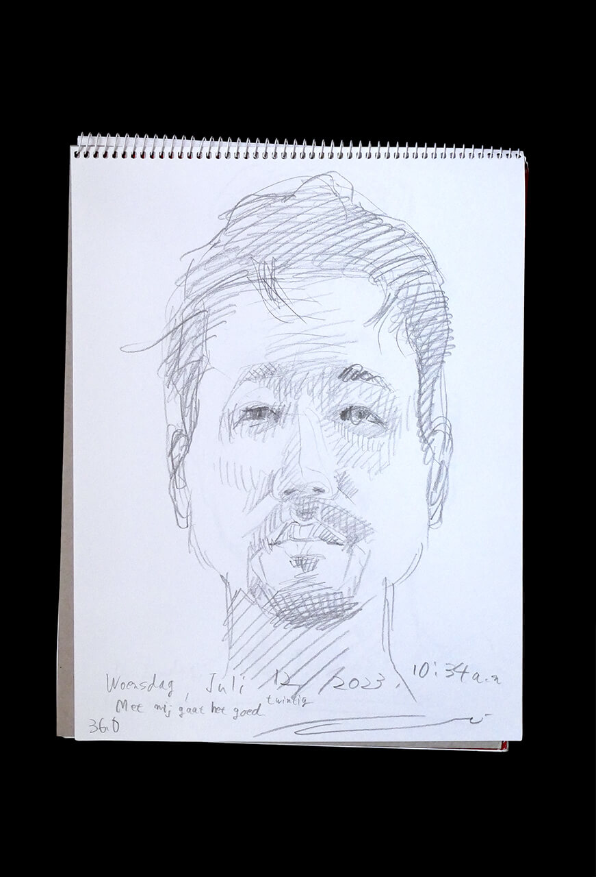 Contemporary artist SHINTAKU Tomoni's 2023/7/12 Self-portrait or pencil drawing