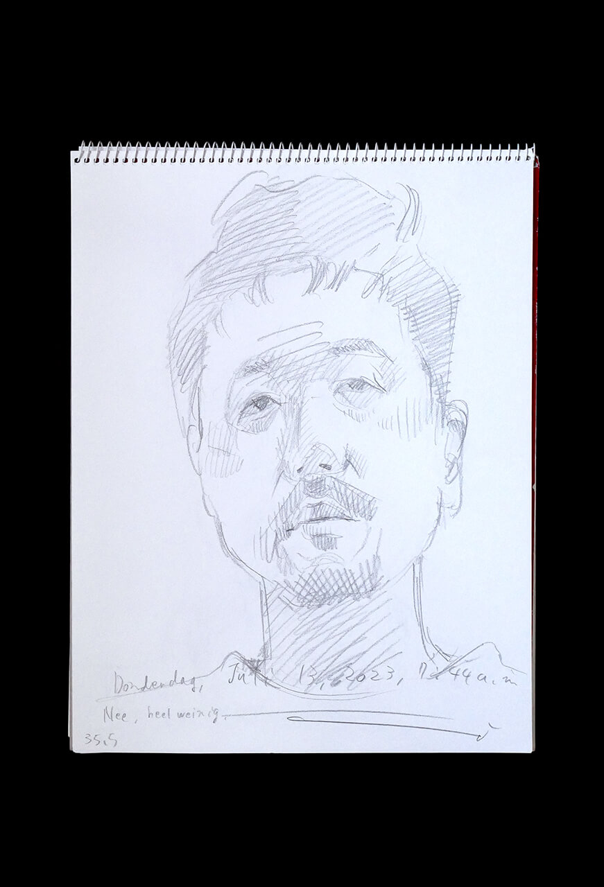 Contemporary artist SHINTAKU Tomoni's 2023/7/13 Self-portrait or pencil drawing