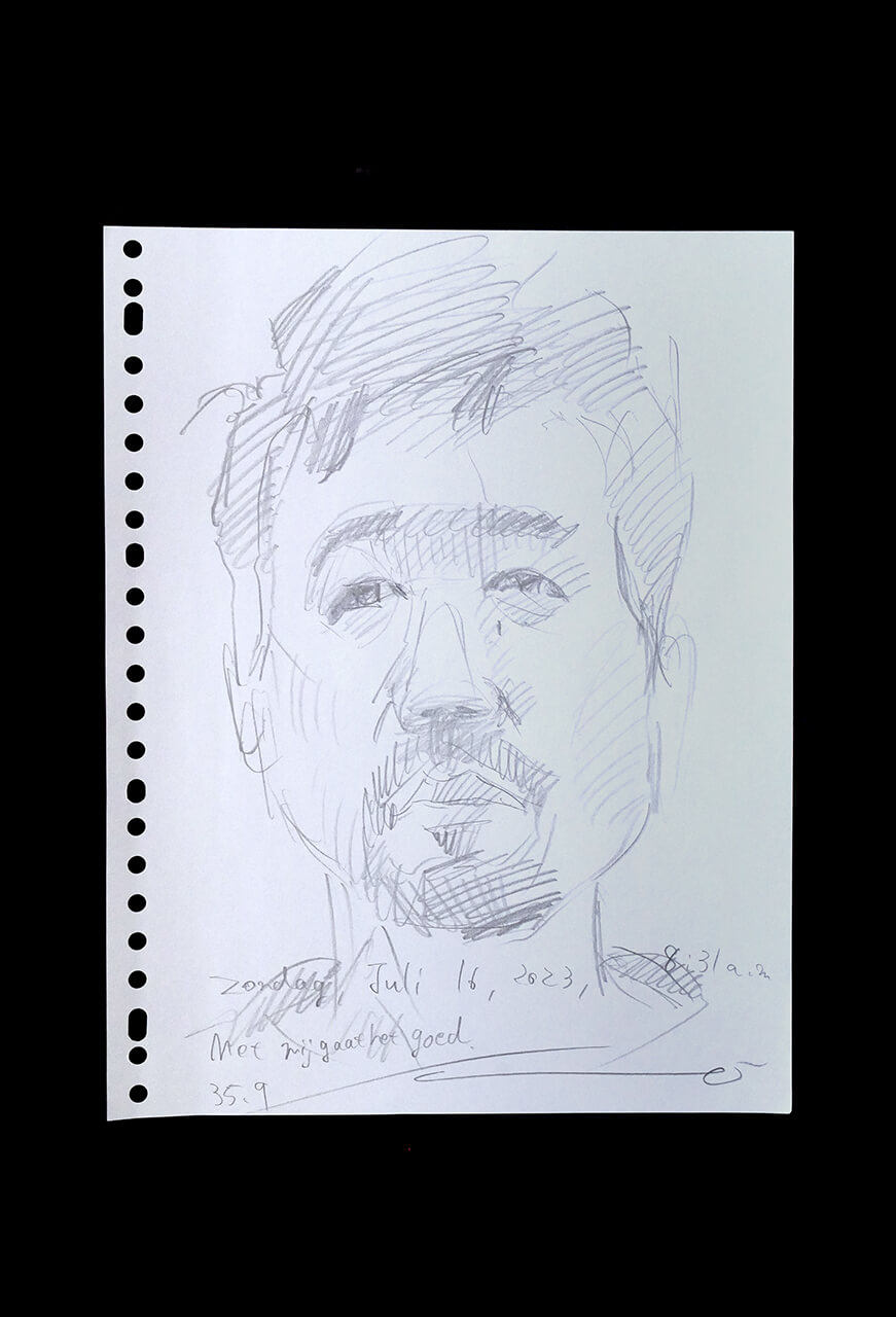 Contemporary artist SHINTAKU Tomoni's 2023/7/16 Self-portrait or pencil drawing