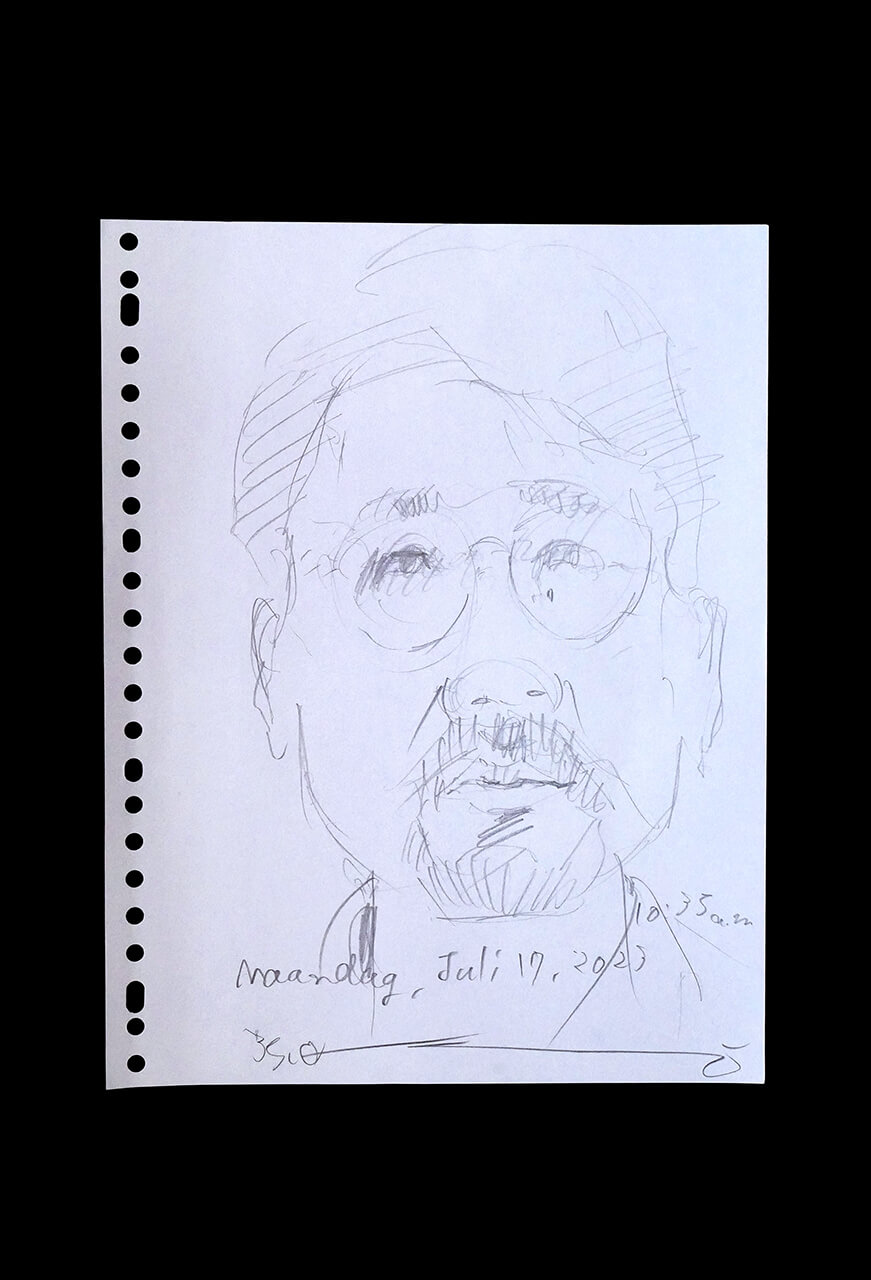 Contemporary artist SHINTAKU Tomoni's 2023/7/17 Self-portrait or pencil drawing