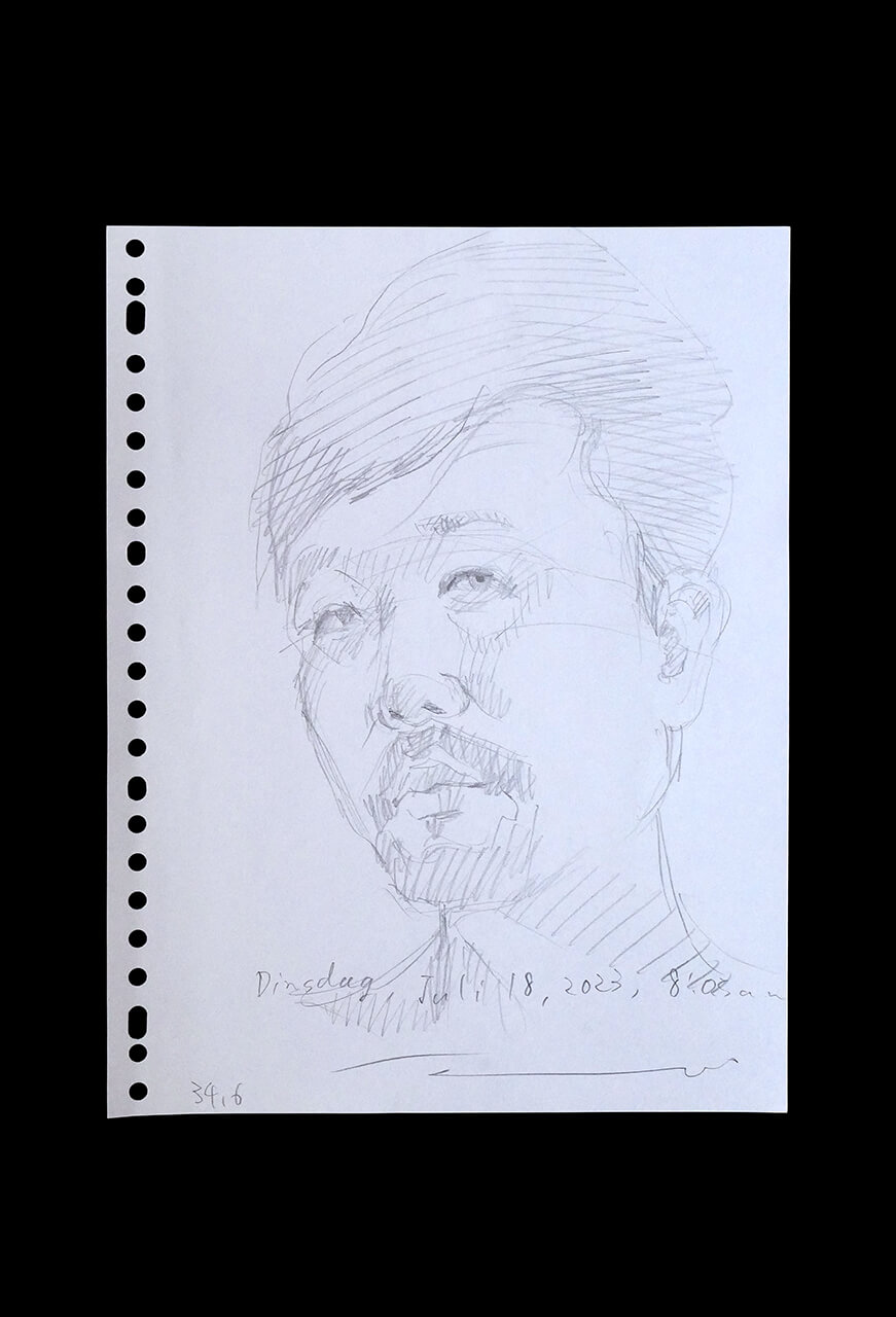 Contemporary artist SHINTAKU Tomoni's 2023/7/18 Self-portrait or pencil drawing