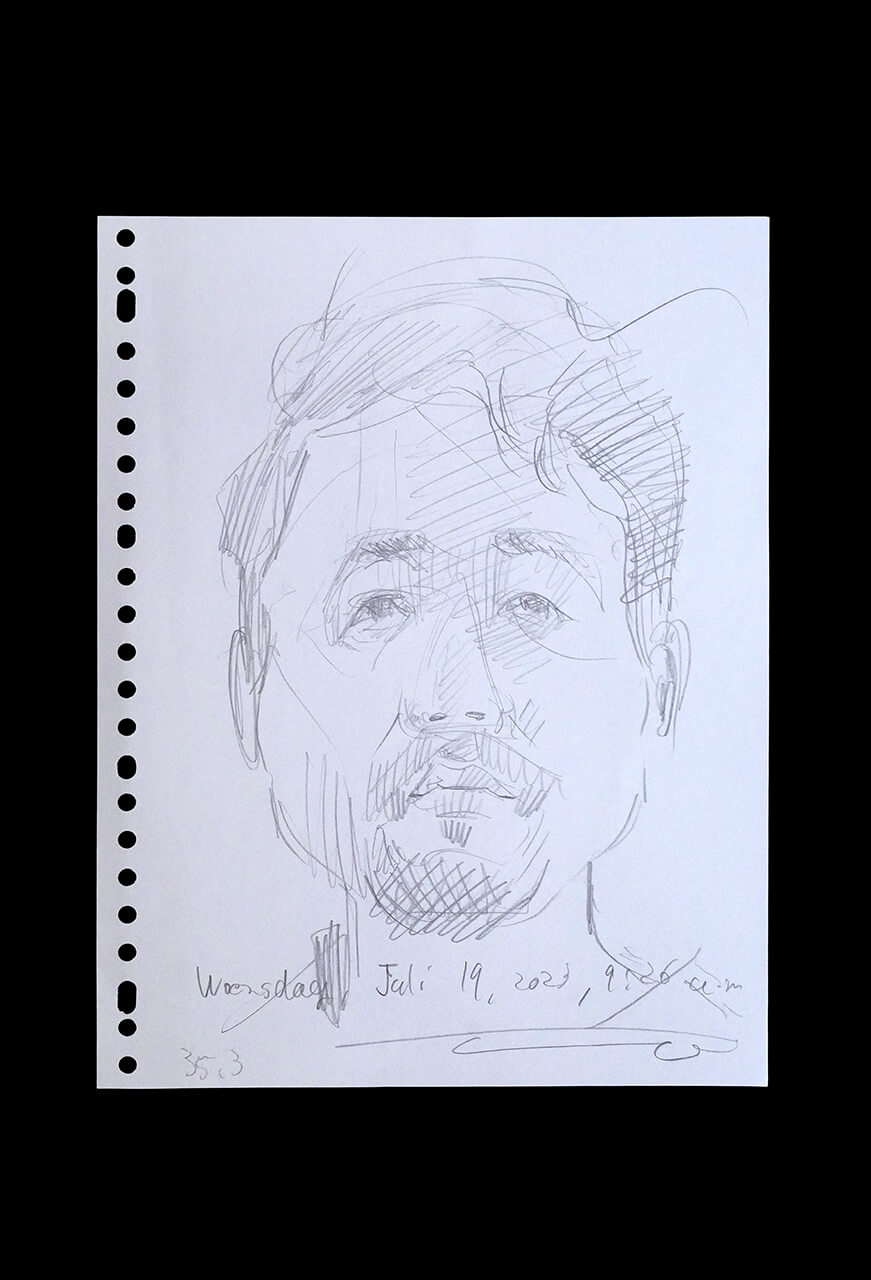 Contemporary artist SHINTAKU Tomoni's 2023/7/19 Self-portrait or pencil drawing