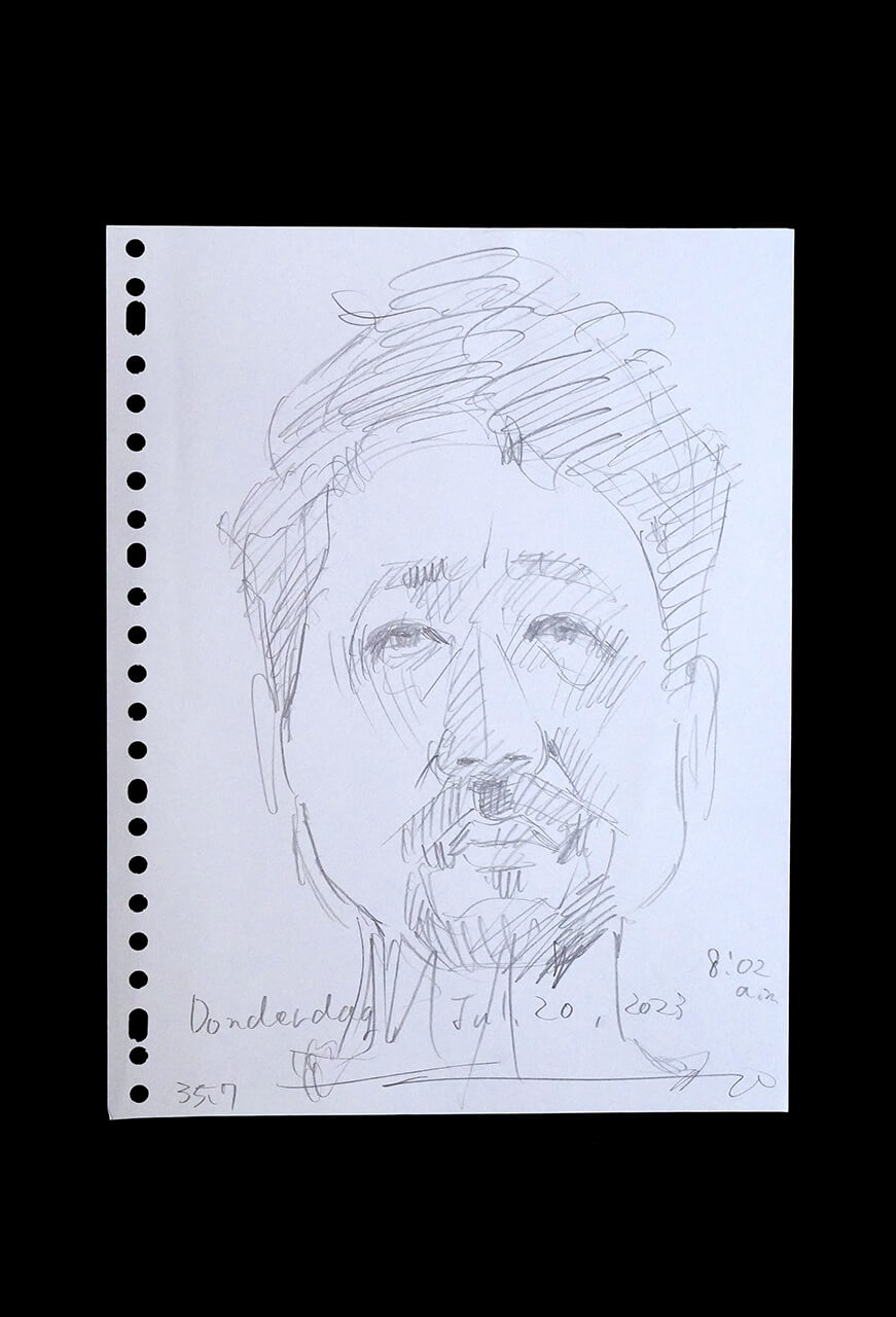 Contemporary artist SHINTAKU Tomoni's 2023/7/20 Self-portrait or pencil drawing