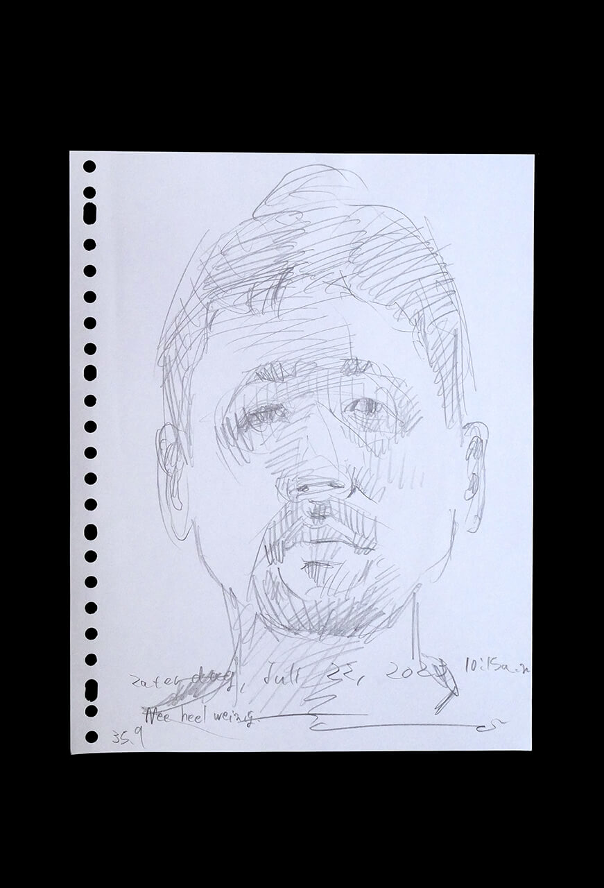 Contemporary artist SHINTAKU Tomoni's 2023/7/22 Self-portrait or pencil drawing