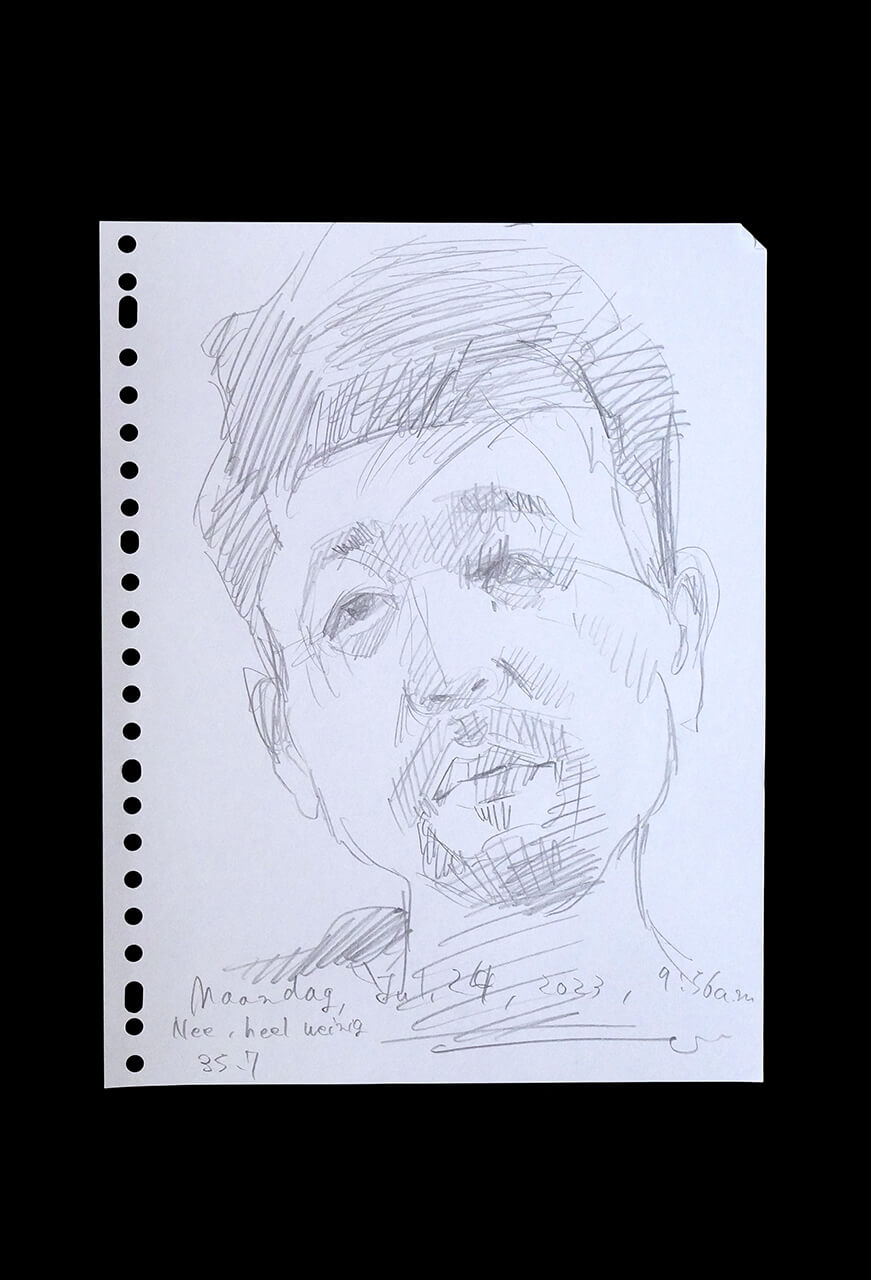 Contemporary artist SHINTAKU Tomoni's 2023/7/24 Self-portrait or pencil drawing