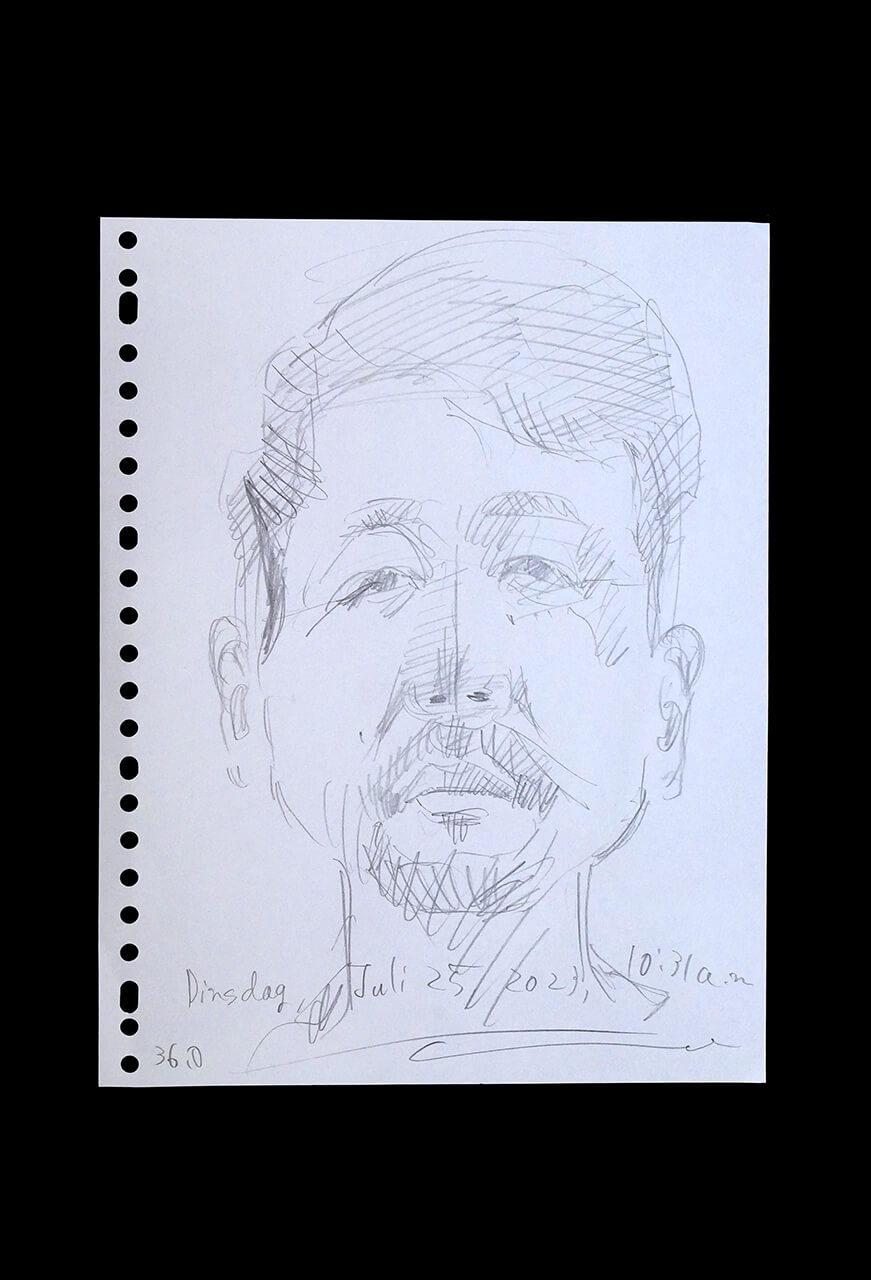 Contemporary artist SHINTAKU Tomoni's 2023/7/25 Self-portrait or pencil drawing