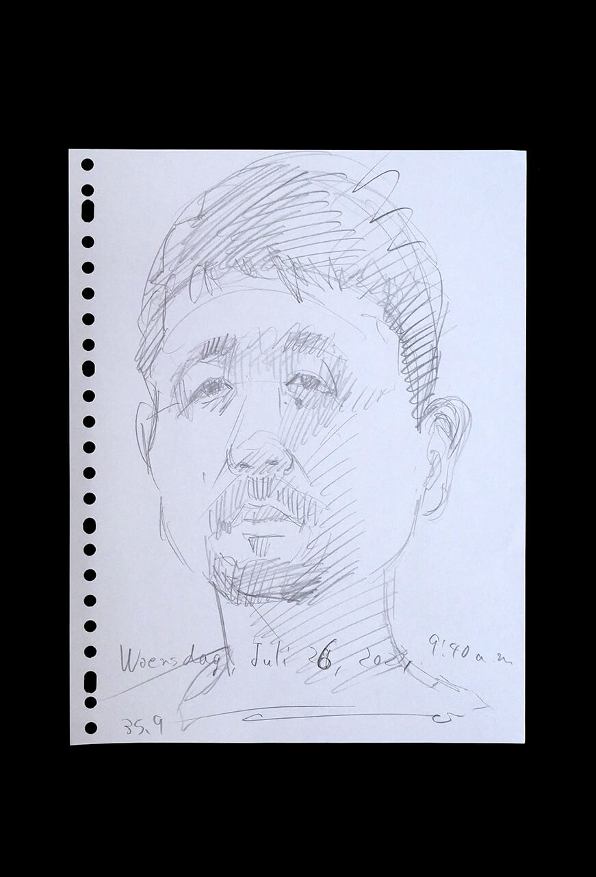 Contemporary artist SHINTAKU Tomoni's 2023/7/26 Self-portrait or pencil drawing
