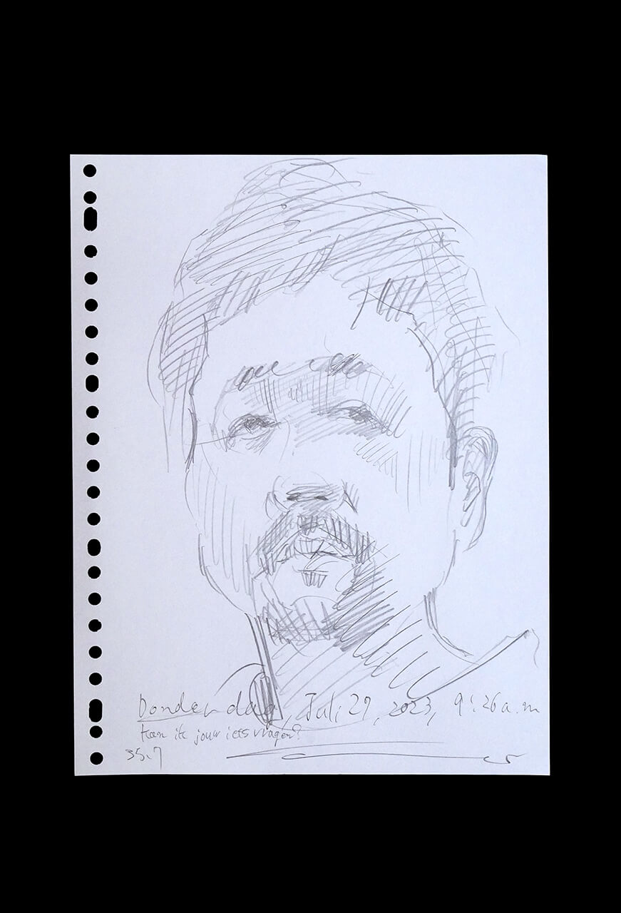 Contemporary artist SHINTAKU Tomoni's 2023/7/27 Self-portrait or pencil drawing