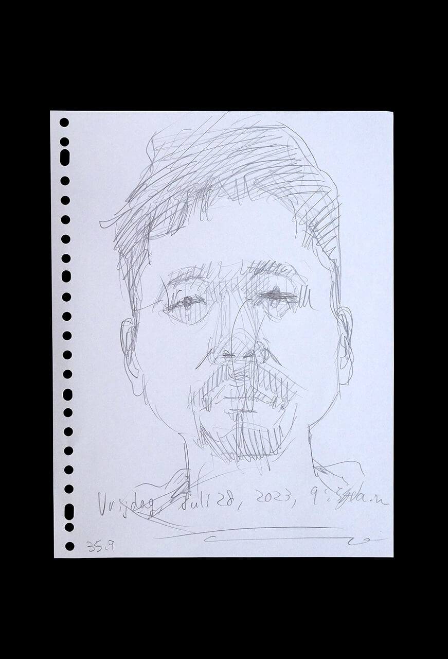Contemporary artist SHINTAKU Tomoni's 2023/7/28 Self-portrait or pencil drawing
