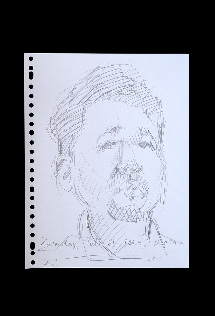 Contemporary artist SHINTAKU Tomoni's 2023/7/29 Self-portrait or pencil drawing