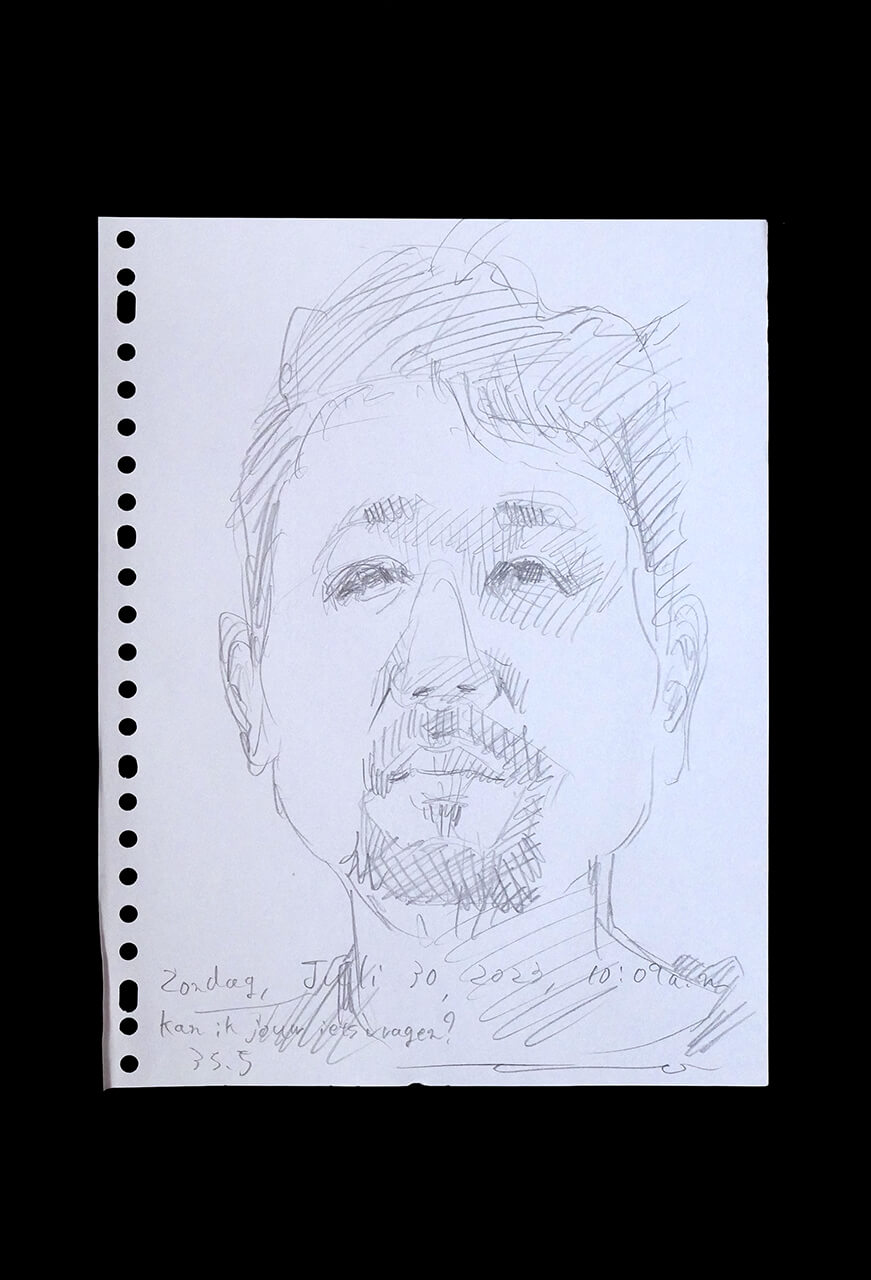 Contemporary artist SHINTAKU Tomoni's 2023/7/30 Self-portrait or pencil drawing