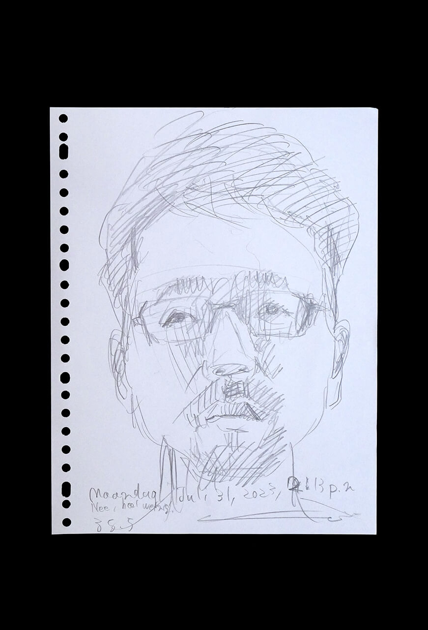 Contemporary artist SHINTAKU Tomoni's 2023/7/31 Self-portrait or pencil drawing