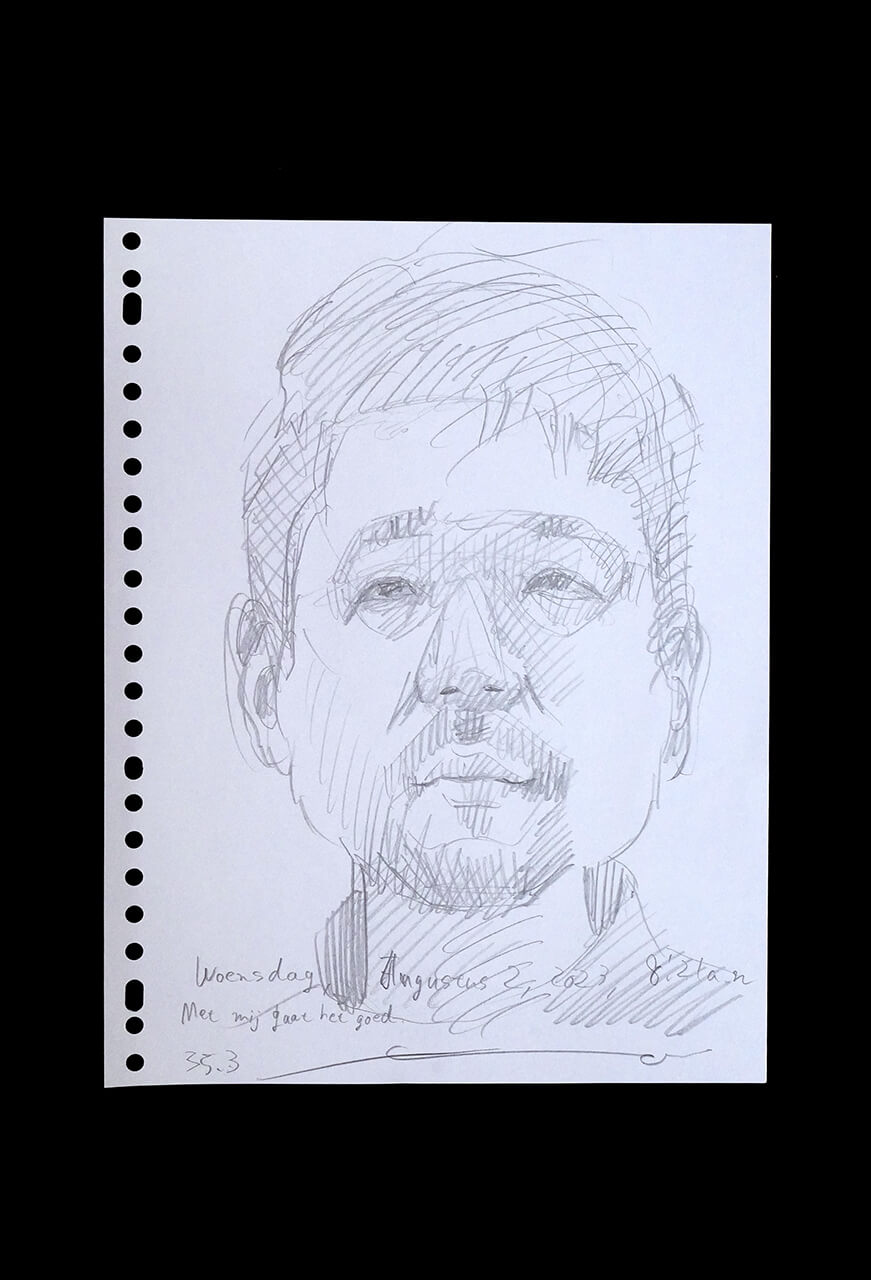 Contemporary artist SHINTAKU Tomoni's 2023/8/2 Self-portrait or pencil drawing