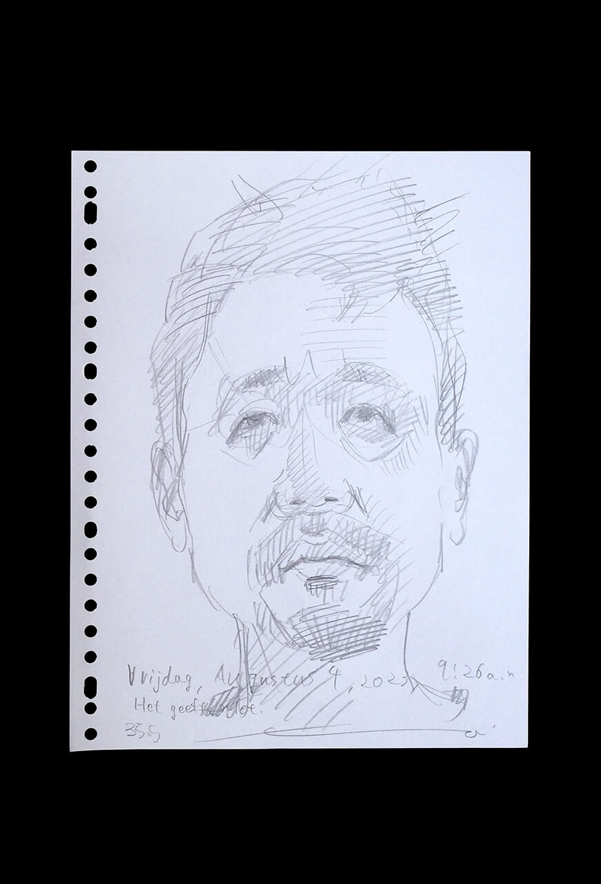 Contemporary artist SHINTAKU Tomoni's 2023/8/4 Self-portrait or pencil drawing