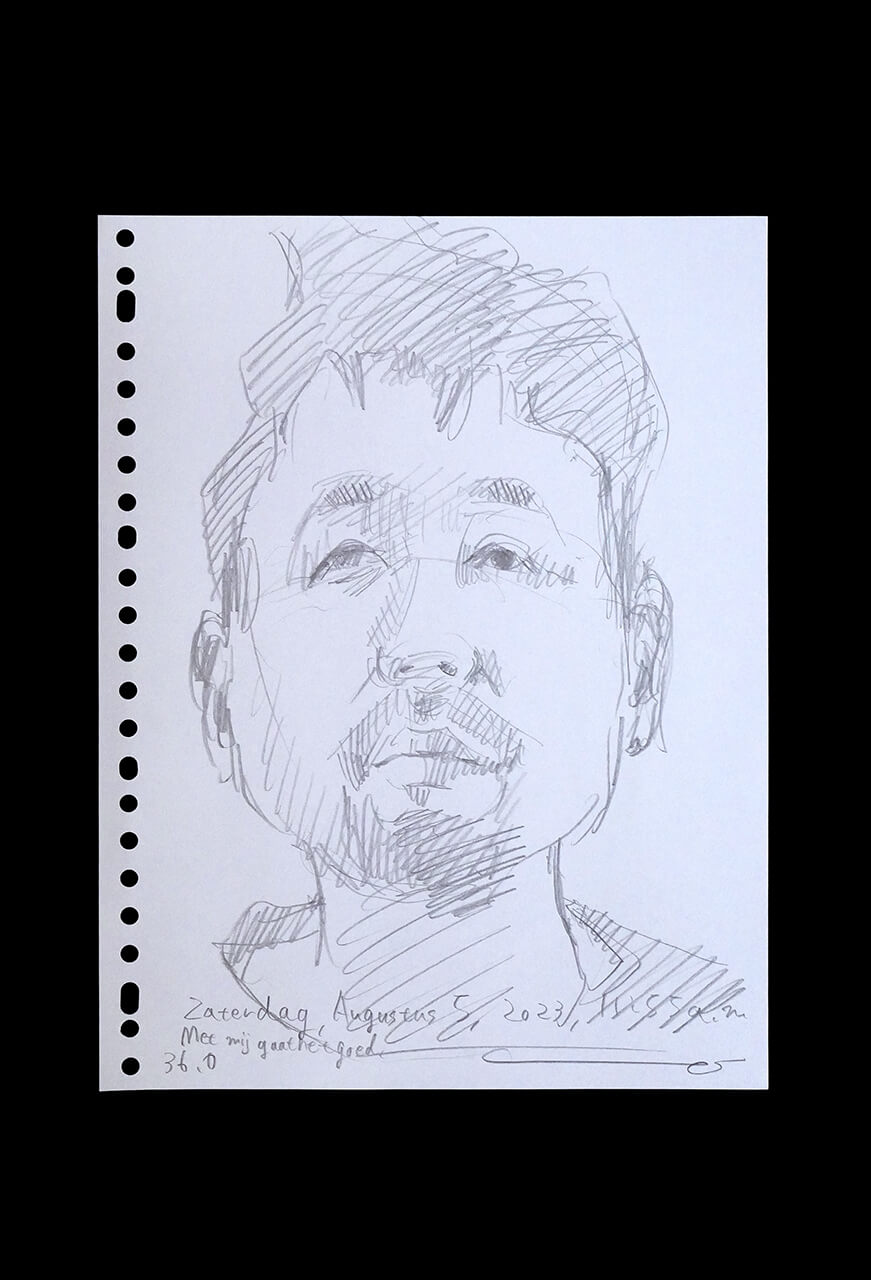 Contemporary artist SHINTAKU Tomoni's 2023/8/5 Self-portrait or pencil drawing