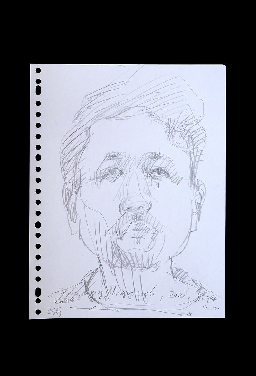 Contemporary artist SHINTAKU Tomoni's 2023/8/6 Self-portrait or pencil drawing