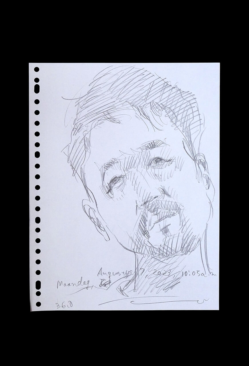 Contemporary artist SHINTAKU Tomoni's 2023/8/7 Self-portrait or pencil drawing