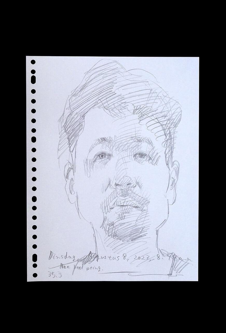 Contemporary artist SHINTAKU Tomoni's 2023/8/8 Self-portrait or pencil drawing
