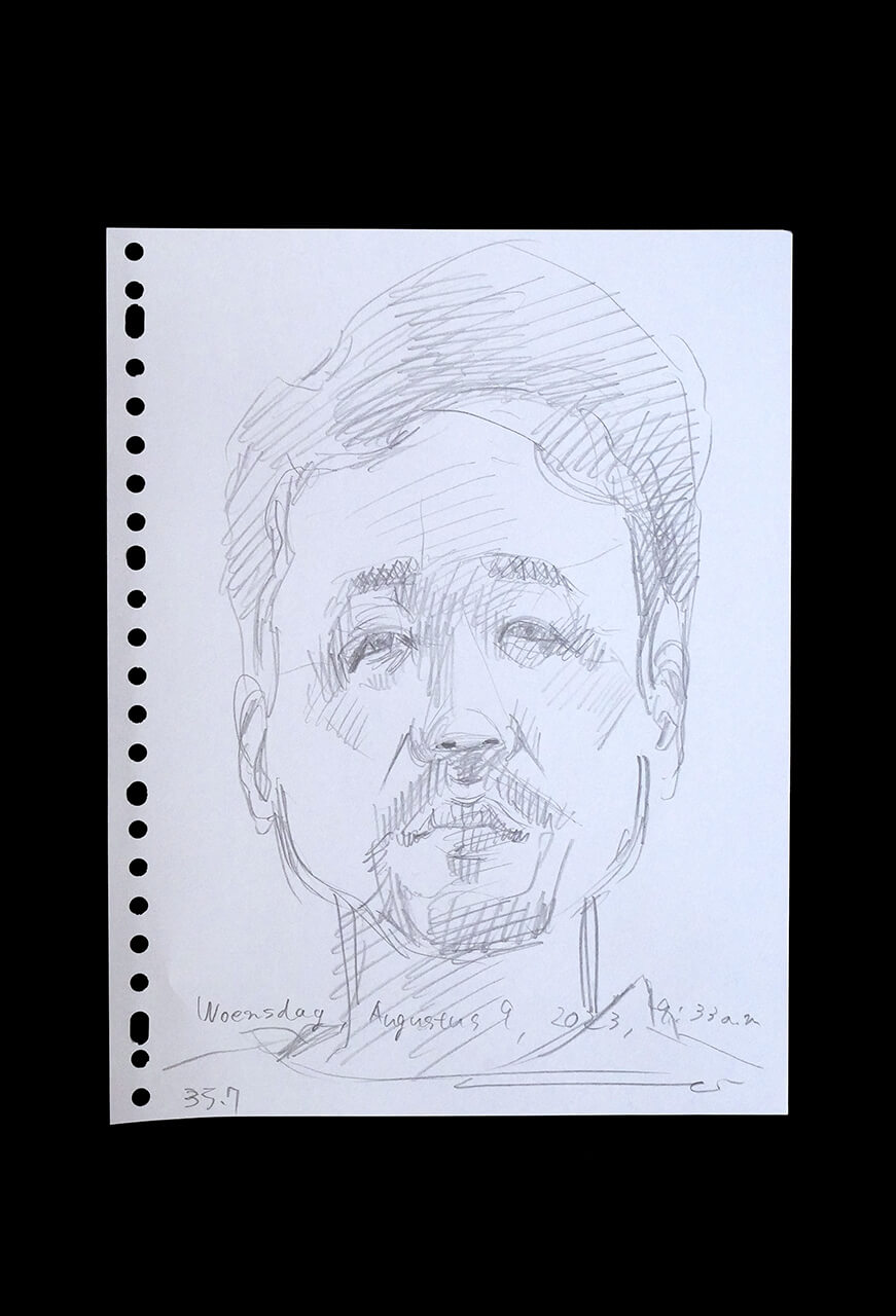 Contemporary artist SHINTAKU Tomoni's 2023/8/9 Self-portrait or pencil drawing