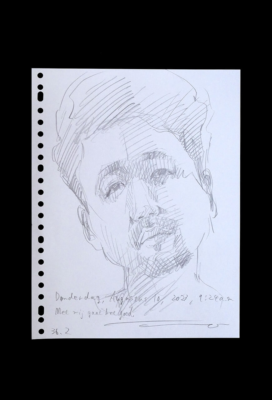 Contemporary artist SHINTAKU Tomoni's 2023/8/10 Self-portrait or pencil drawing