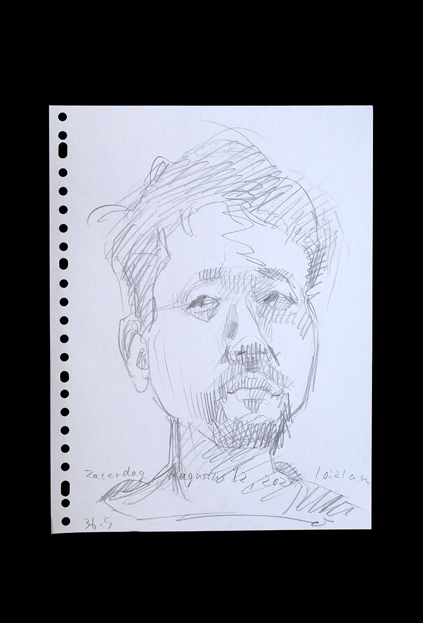 Contemporary artist SHINTAKU Tomoni's 2023/8/12 Self-portrait or pencil drawing