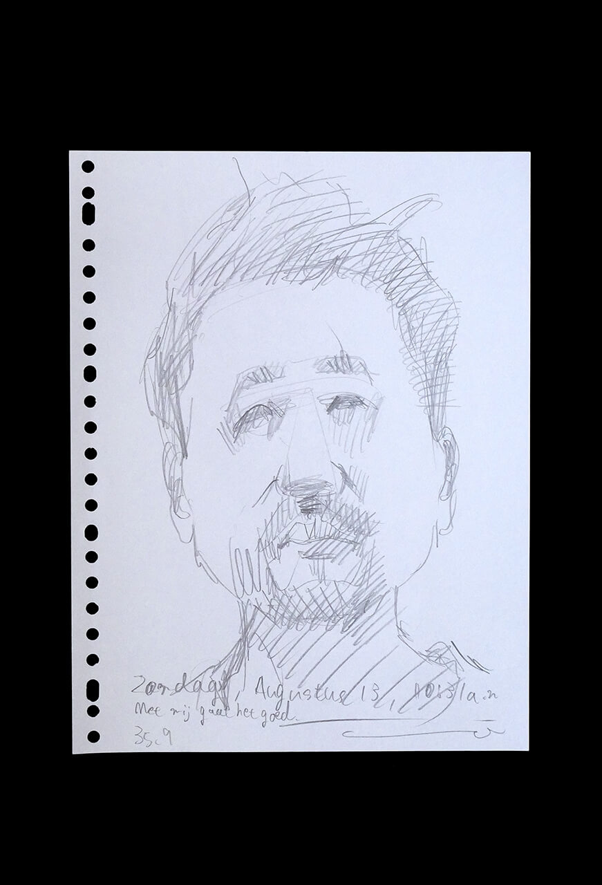 Contemporary artist SHINTAKU Tomoni's 2023/8/13 Self-portrait or pencil drawing