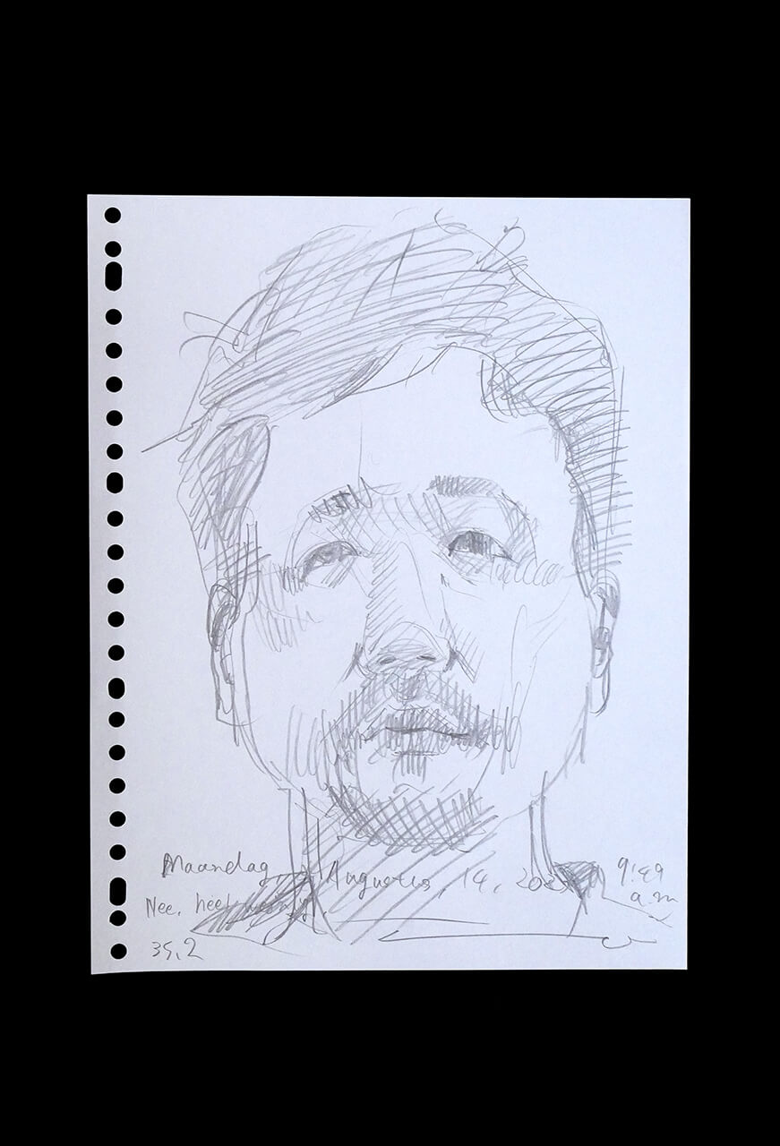 Contemporary artist SHINTAKU Tomoni's 2023/8/14 Self-portrait or pencil drawing