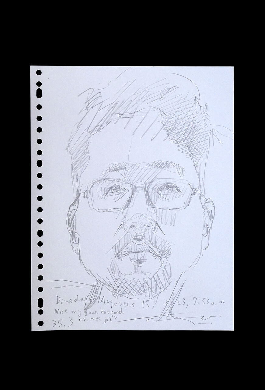 Contemporary artist SHINTAKU Tomoni's 2023/8/15 Self-portrait or pencil drawing