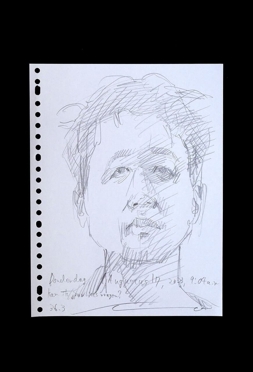 Contemporary artist SHINTAKU Tomoni's 2023/8/17 Self-portrait or pencil drawing