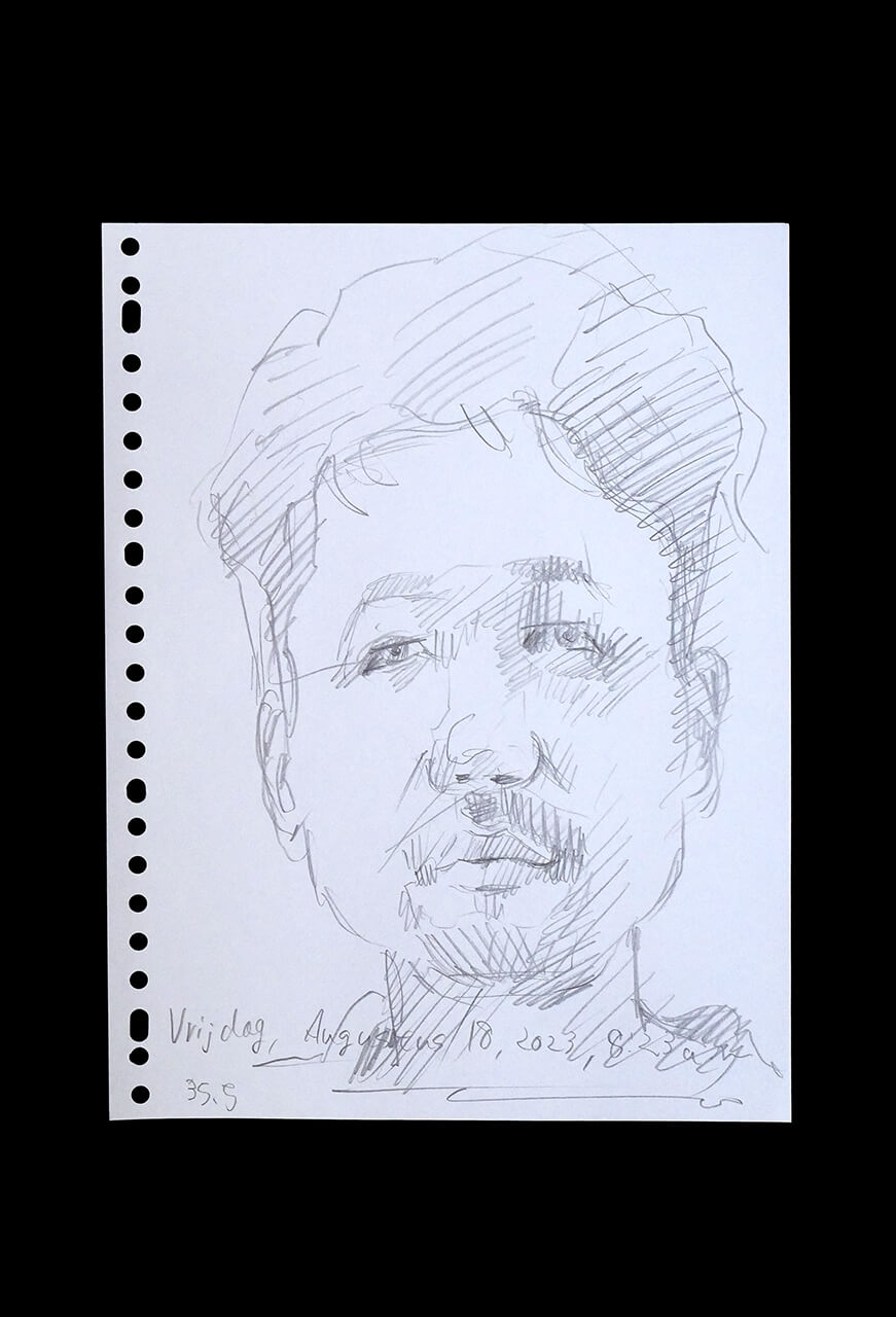 Contemporary artist SHINTAKU Tomoni's 2023/8/18 Self-portrait or pencil drawing