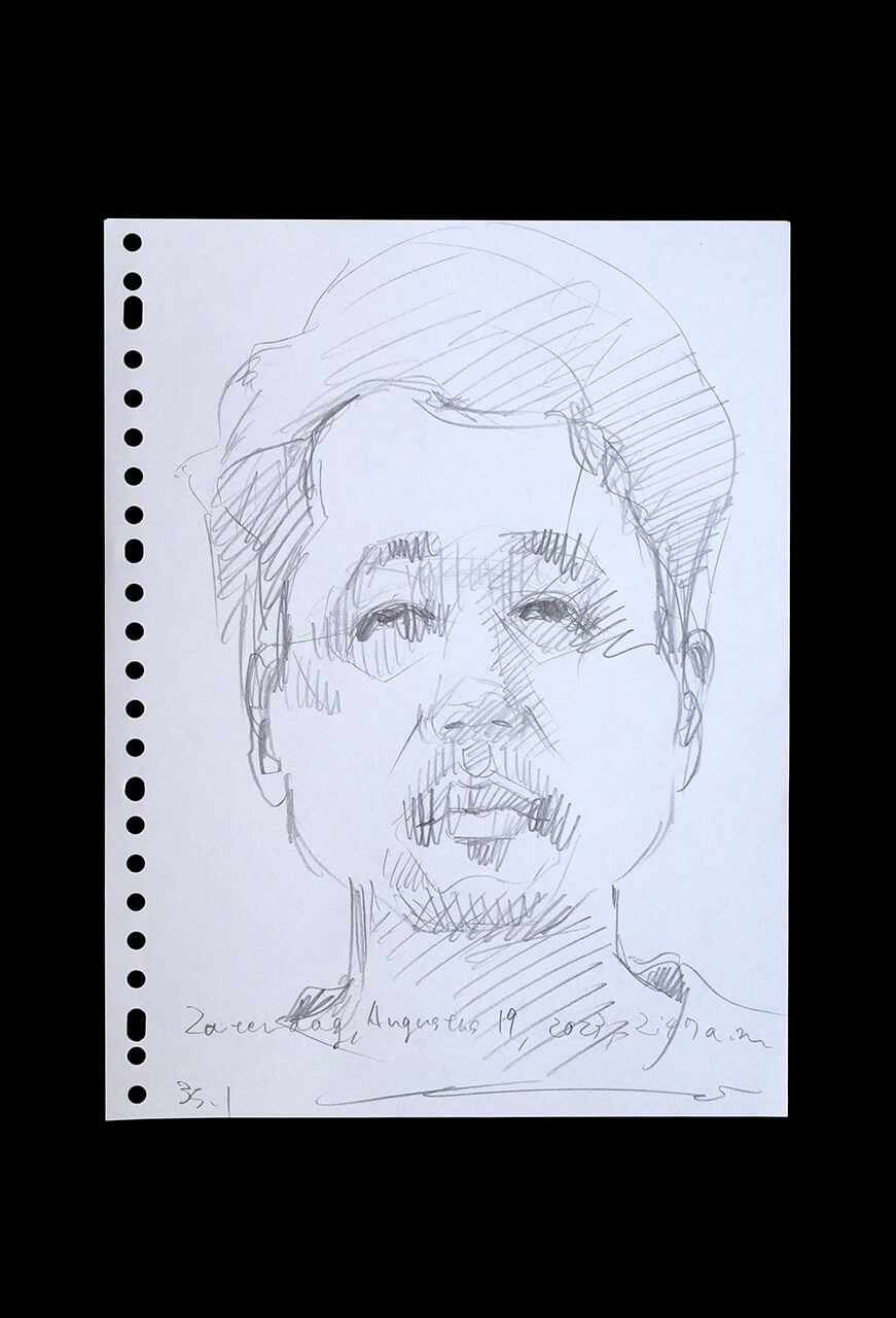 Contemporary artist SHINTAKU Tomoni's 2023/8/19 Self-portrait or pencil drawing