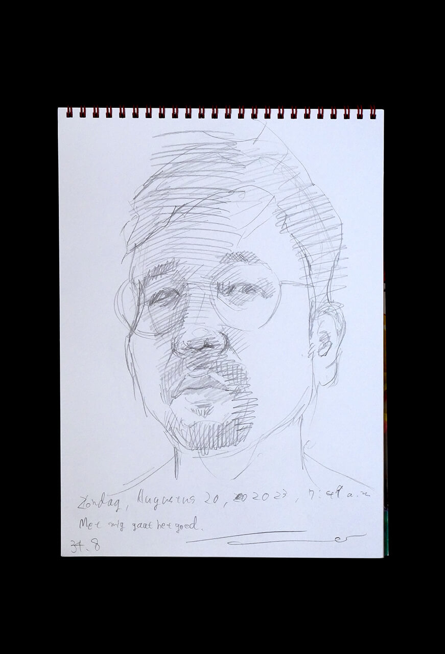 Contemporary artist SHINTAKU Tomoni's 2023/8/20 Self-portrait or pencil drawing