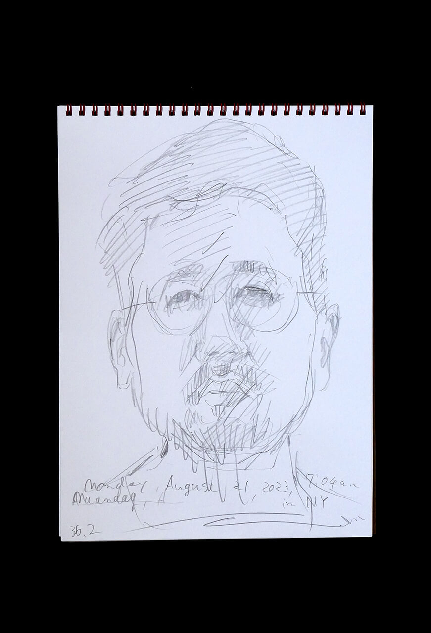 Contemporary artist SHINTAKU Tomoni's 2023/8/21 Self-portrait or pencil drawing