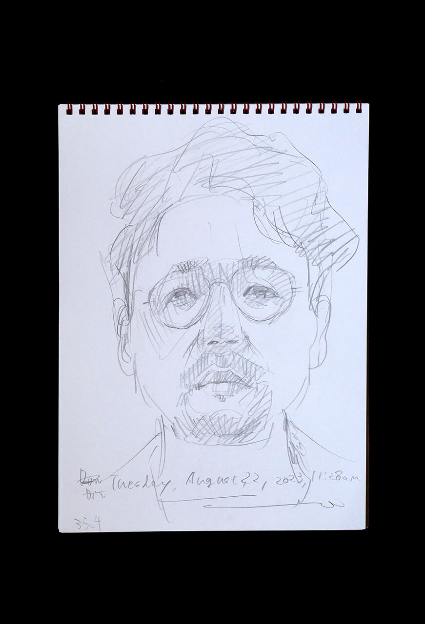 Contemporary artist SHINTAKU Tomoni's 2023/8/22 Self-portrait or pencil drawing