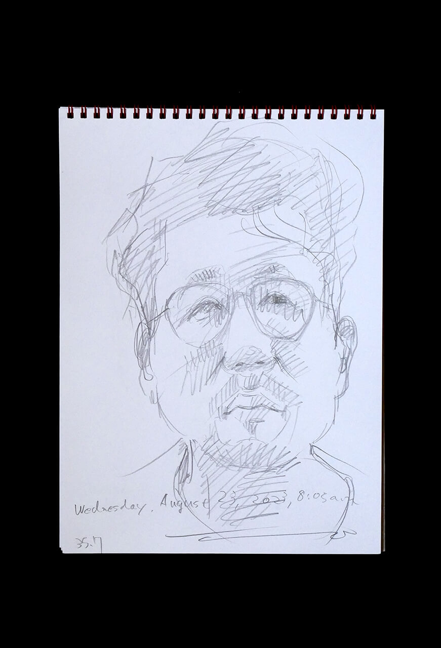 Contemporary artist SHINTAKU Tomoni's 2023/8/23 Self-portrait or pencil drawing