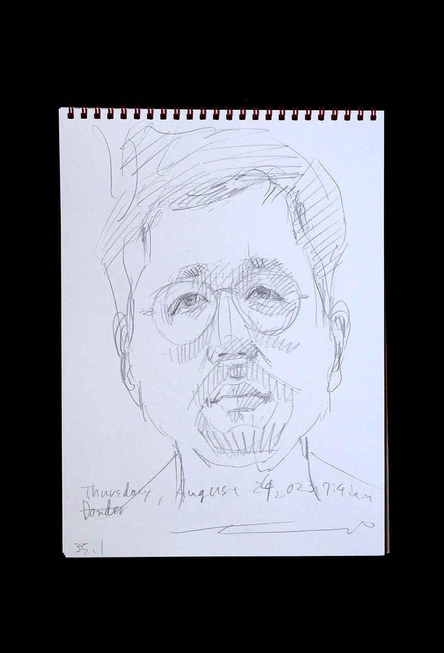 Contemporary artist SHINTAKU Tomoni's 2023/8/24 Self-portrait or pencil drawing