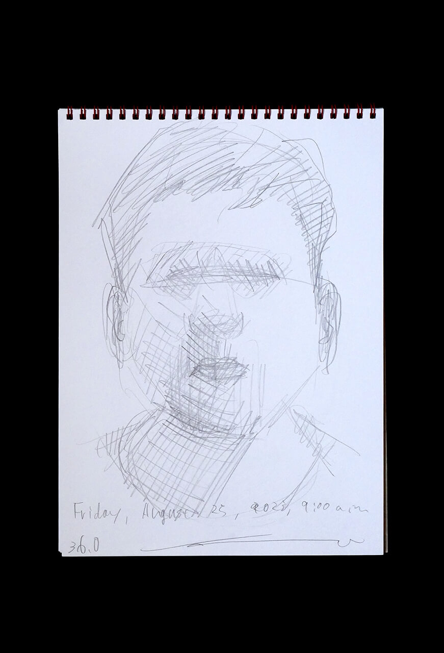 Contemporary artist SHINTAKU Tomoni's 2023/8/25 Self-portrait or pencil drawing