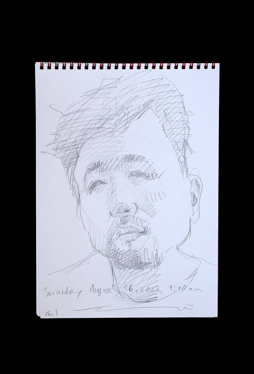 Contemporary artist SHINTAKU Tomoni's 2023/8/26 Self-portrait or pencil drawing