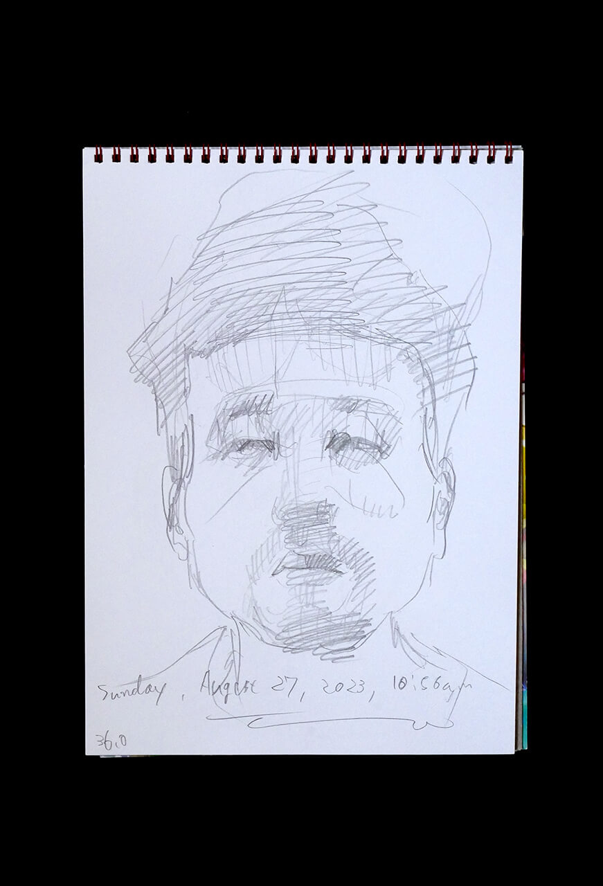 Contemporary artist SHINTAKU Tomoni's 2023/8/27 Self-portrait or pencil drawing